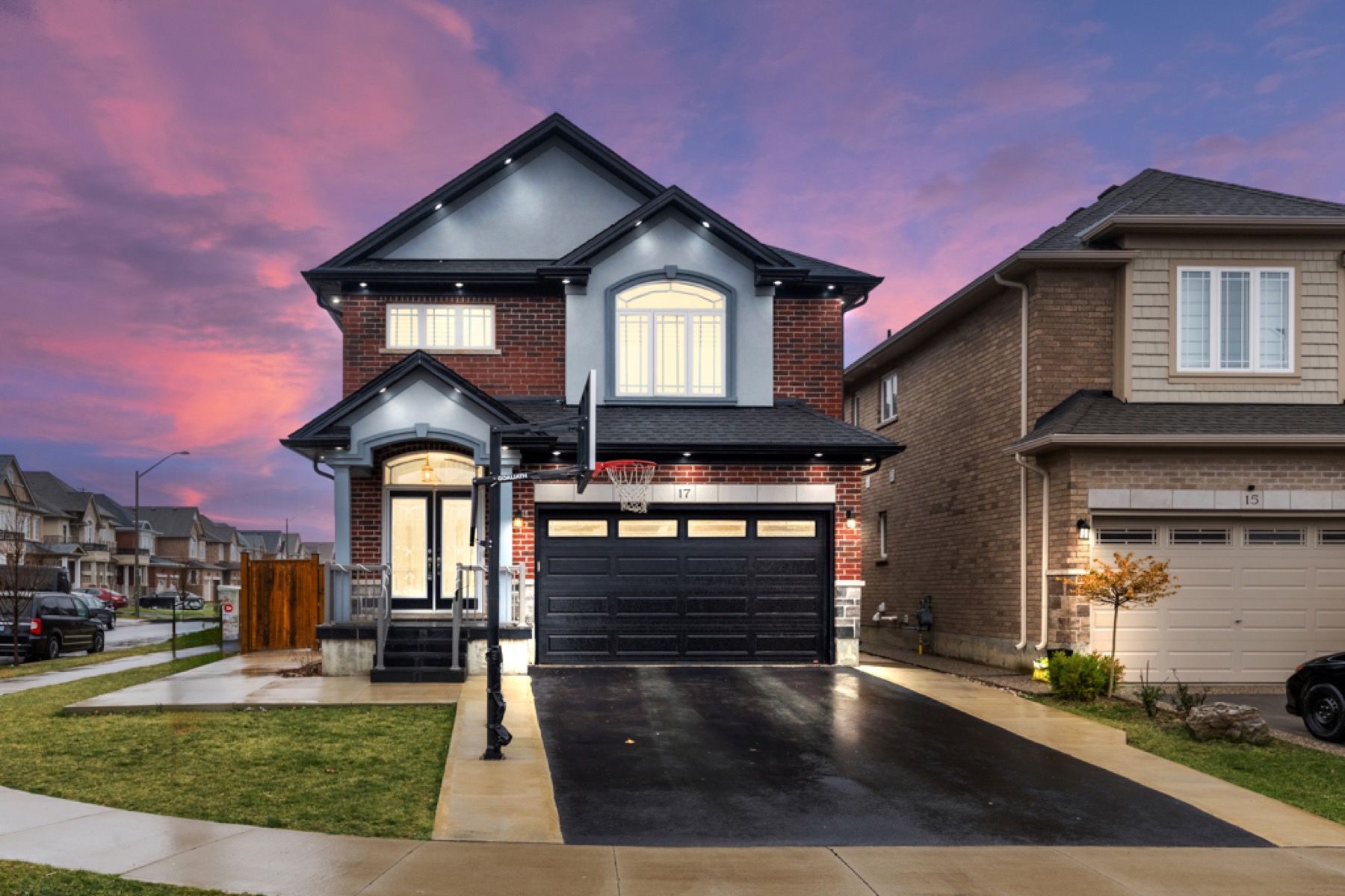 Virtual twilight treatment of a residential listing exterior